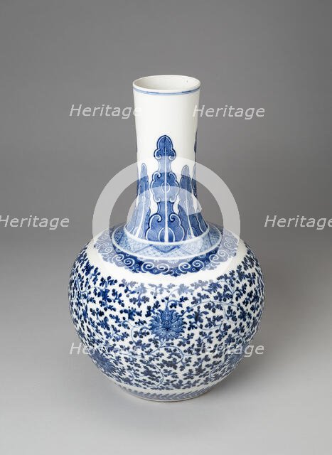 Bulbous Vase with Stylized Vines, Qing dynasty (1644-1911), Yongzheng period (1723-35). Creator: Unknown.