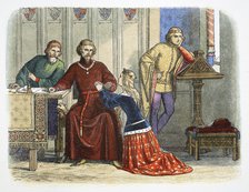 Queen Anne intercedes with Gloucester and Arundel for Sir Simon de Burley, 1388 (1864). Artist: James William Edmund Doyle