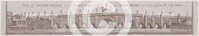 London Bridge (old), London, c1758. Artist: Anon