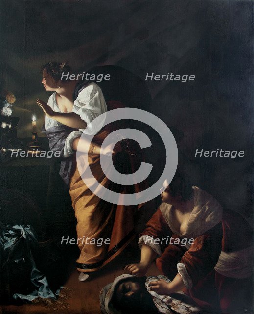 Judith and her maid Abra with the Head of Holofernes, c. 1647-1648. Artist: Gentileschi, Artemisia (1598-1653)
