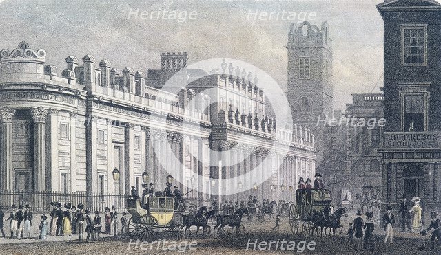 Bank of England, Threadneedle Street, London, c1827. Artist: Anon