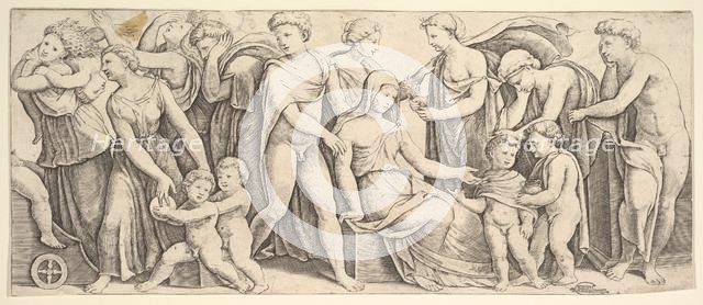The wedding of Jason and Creusa, at left Medea takes her children, 1530-60. Creator: Master of the Die.