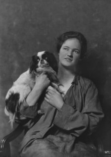 Miss Lisa Stillman, with dog, portrait photograph, 1918 Apr. 5. Creator: Arnold Genthe.