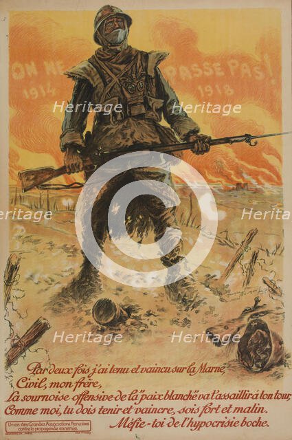 On ne passe pas, 1918. Creator: Neumont, Maurice (1868-1930).