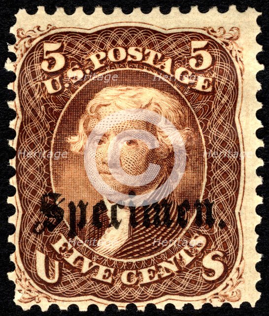 5c Thomas Jefferson "Specimen" overprint single, 1863. Creator: Unknown.