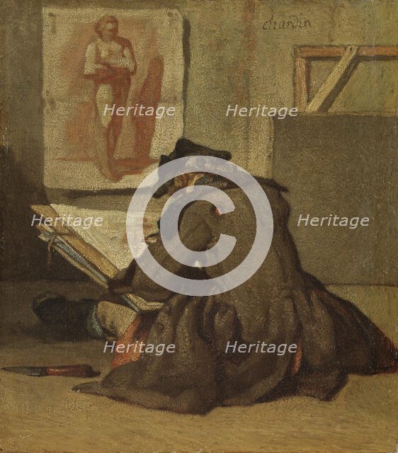 Young Student Drawing, c18th century. Creator: Jean-Simeon Chardin.