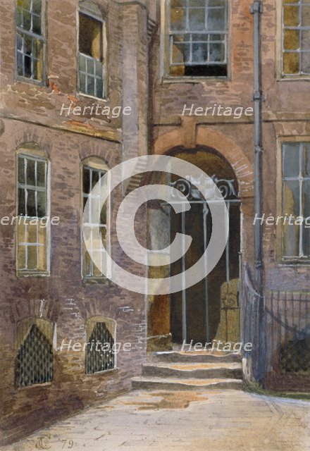 View of a gate in Elm Court, Inner Temple, London, 1879.                                        Artist: John Crowther