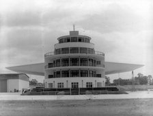 The terminal building and control tower at Elmdon Airport, Birmingham, West Midlands, 1939. Artist: Herbert Felton