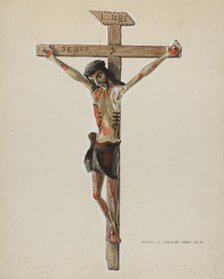 Painted Wooden Crucifix, c. 1939. Creator: Majel G. Claflin.