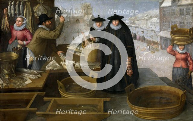 Fishmarket, 17th century. Creator: Valckenborch, Frederik van (1566-1623).
