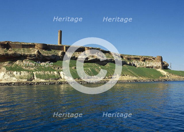 Qal'at Ja'bar castle on the left bank of Lake Assad, near Ar-Raqqah, Syria, 2001.  Creator: LTL.