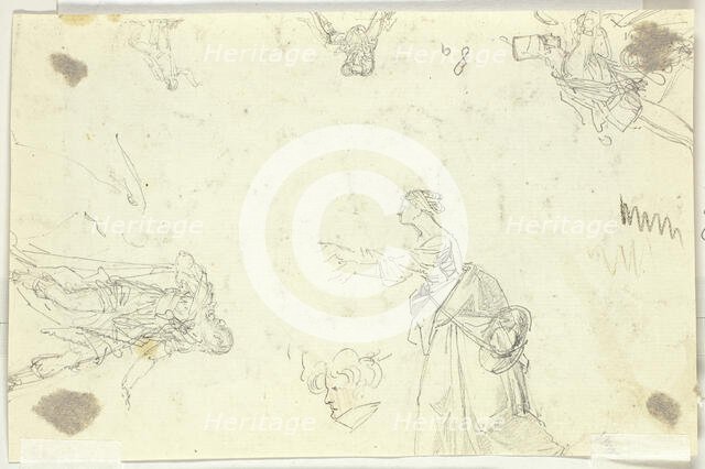 Sheet of Sketches: Men and Women, n.d. Creator: Pierre Antoine Mongin.