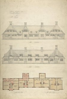 Design for Thatched Cottages for Mrs. Kingsley, 1910. Creator: Charles Edward Mallows.