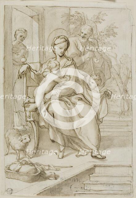 Holy Family with Saint Anne and Infant Saint John the Baptist, n.d. Creator: School of Domenico Piola Italian, 1627-1703.