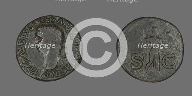 As (Coin) Portraying Emperor Claudius, 41-50. Creator: Unknown.