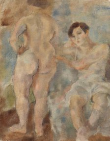 The two Sisters from Bretagne, 1928. Creator: Jules Pascin.