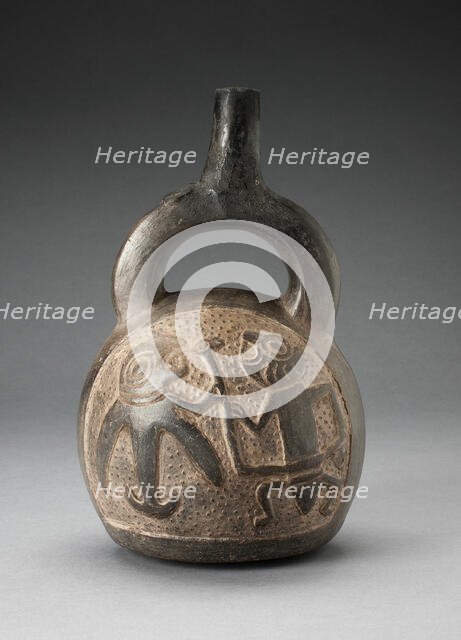 Stirrup Spout Vessel with Relief Depicting a Mythic Hunting Scene, A.D. 1200/1450. Creator: Unknown.