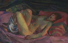 Nude on a Red Divan, 1914. Creator: Weisgerber, Albert (1878-1915).