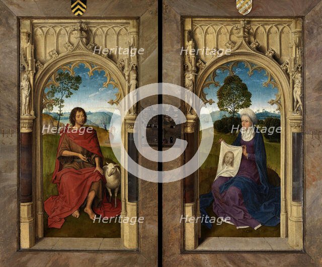 Triptych of Jan Floreins, Reverse: Saint John the Baptist and Saint Veronica , 1479. Creator: Memling; Hans (1433/40-1494).