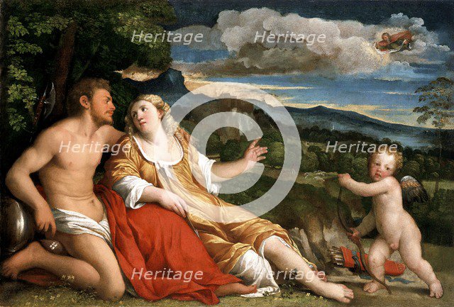 'Mars, Venus and Cupid', 1520s. Artist: Jacopo Palma il Vecchio.