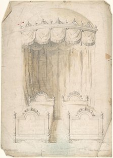 Design for Twin Beds with a Canopy, 1841-84. Creator: Charles Hindley & Sons.
