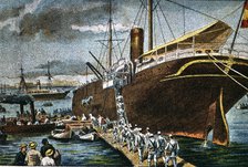 Morocco Campaign, shipment of troops in the port of Barcelona in the Buenos Aires liner bound to …