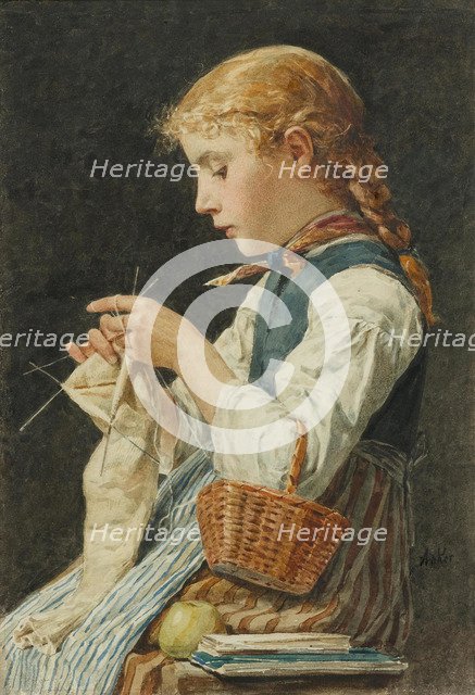 Girl Knitting, c. 1886.