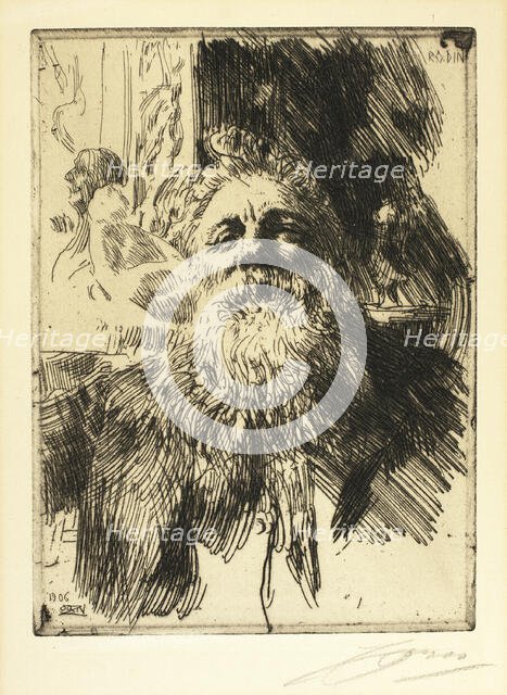 Auguste Rodin, 1906. Creator: Anders Leonard Zorn.