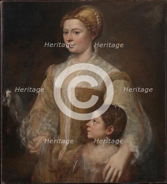 Portrait of a Lady and her Daughter, c 1550. Creator: Titian (1488-1576).