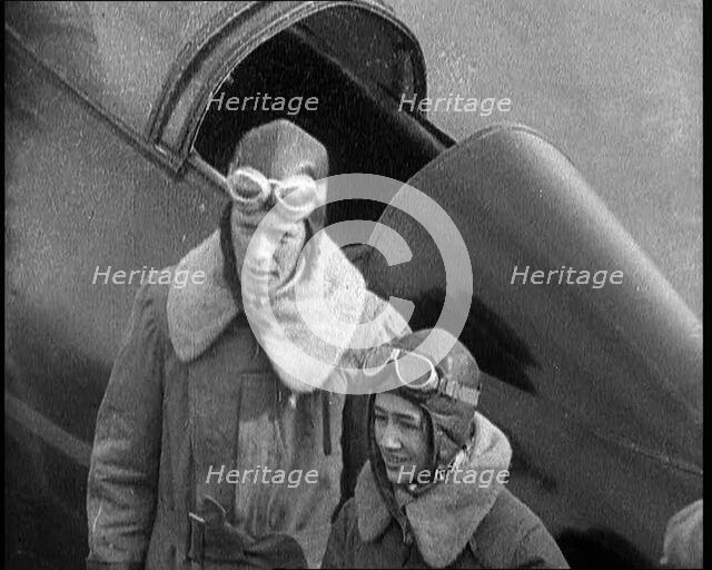 American Aviator Charles Augustus Lindbergh and His Wife Anne Morrow Lindbergh Wearing..., 1930s. Creator: British Pathe Ltd.