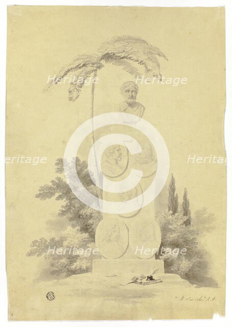 Monument with Palm Tree and Mementos, n.d. Creator: Robert Smirke.