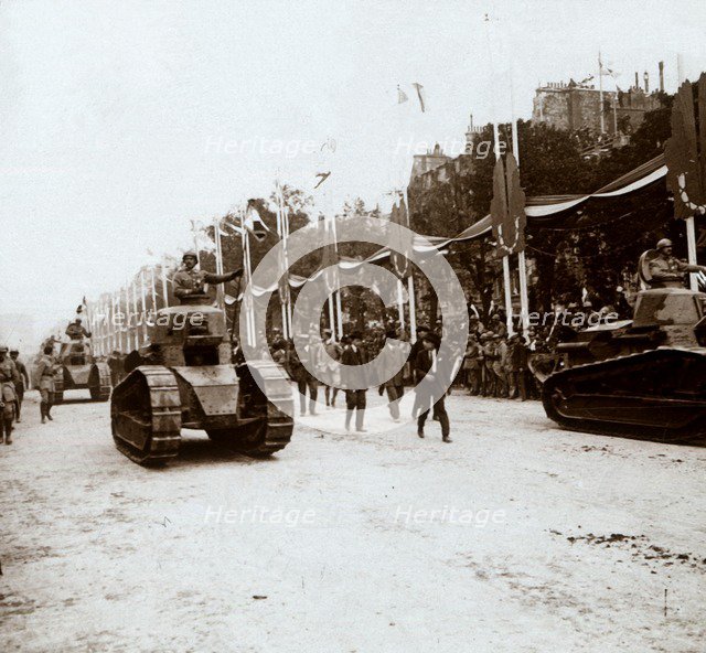 Small tanks, victory parade, Paris, France, c1918-c1919. Artist: Unknown.