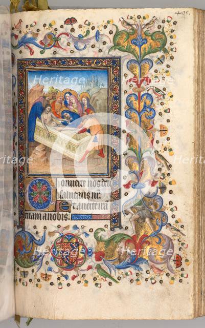 Hours of Charles the Noble, King of Navarre (1361-1425): fol. 197r, Entombment of Christ, c. 1405. Creator: Master of the Brussels Initials and Associates (French).