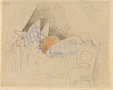 The disturbed but happily regained night's rest, (The Flea); 10, 1862. Creator: Wilhelm Busch.