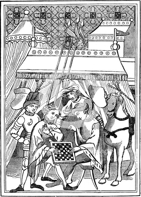 Ancient Chess Play, 14th century, (1833). Artist: Unknown