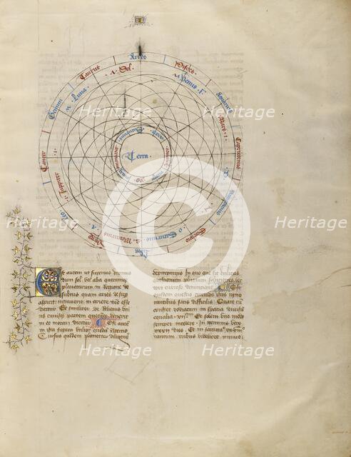 Astrological Chart; Liber Alchandrei philosophi / Book of the Philosopher..., about 1405. Creator: The Virgil Master.