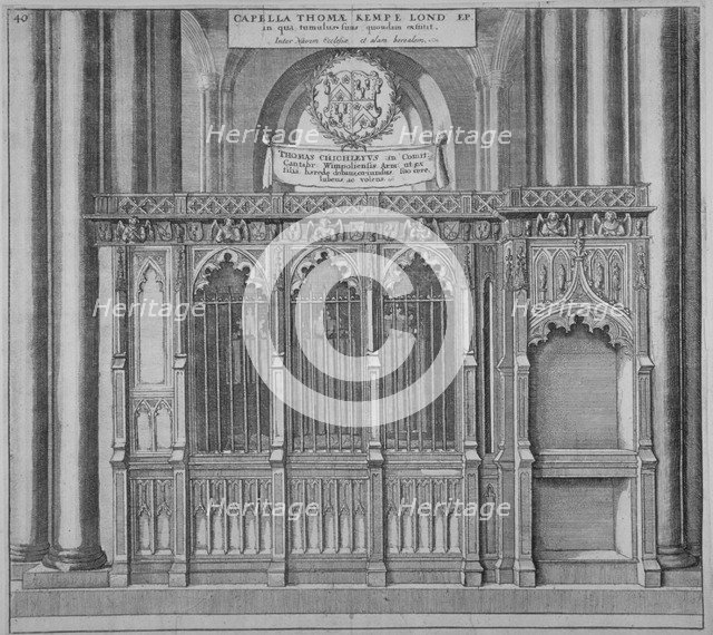 Tomb of Thomas Kemp in old St Paul's Cathedral, City of London, 1656. Artist: Wenceslaus Hollar