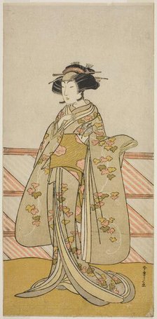 The Actor Yoshizawa Iroha I as Tamamo no Mae (?) in the Play Sakuya Kono Hana no..., c. 1776. Creator: Shunsho.