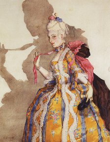 Costume design for Tamara Karsavina as Marquise. Music by Mozart, 1924.