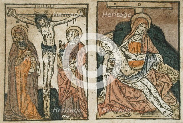 Christ on the Cross and The Lamentation (Pietà), c1480. Creator: Unknown.