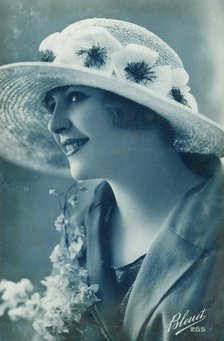 Woman wearing a hat, c1910s-c1920s(?).Artist: Bleuet