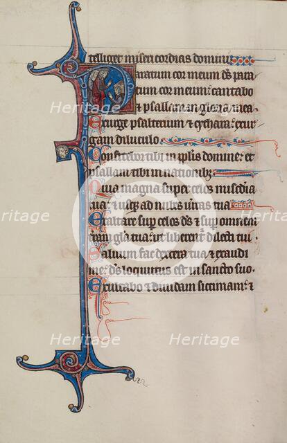 Initial P: David Addressing a Group; Bute Psalter, text and illumination about 1285. Creator: Bute Master.