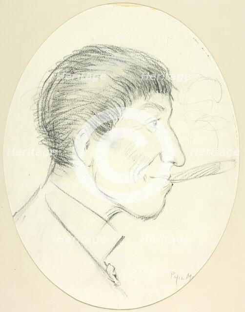 Profile of Man Smoking Cigar, 1889. Creator: Philip William May.