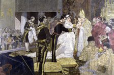 Marriage with Maria Mercedes of Orleans and Bourbon', Alfonso XII, King of Spain (1857-1885), eng…