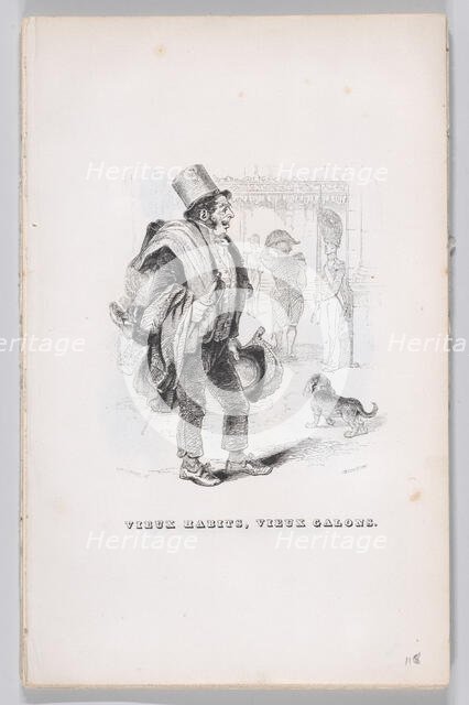 Old clothes, old military stripes from The Complete Works of Béranger, 1836. Creator: John Thompson.