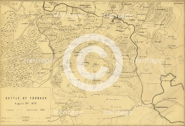 Map of the Battle of Forbach, 6 August 1870, (c1872).  Creator: R. Walker.