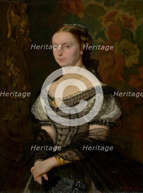 Portrait of Terézia Ujházy (née Prissnitzová), 1868. Creator: Gyula Benczúr.