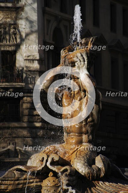 Triton Fountain, Piazza Barberini, Rome, Italy, 2009.  Creator: LTL.