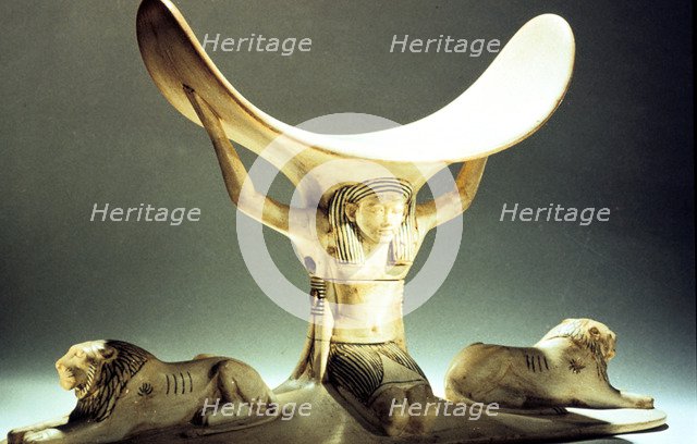 Ivory headrest supported by a figure, Ancient Egyptian, 18th Dynasty, c1325 BC. Artist: Unknown