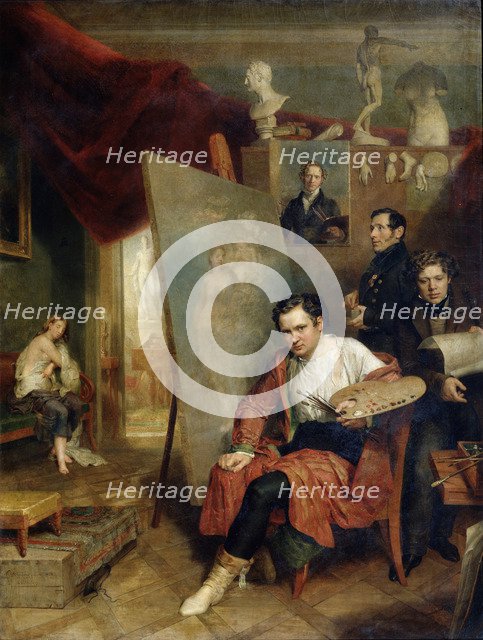 'In the Studio of the Painter Wilhelm Golicke', 1832. Artist: Wilhelm Golicke
